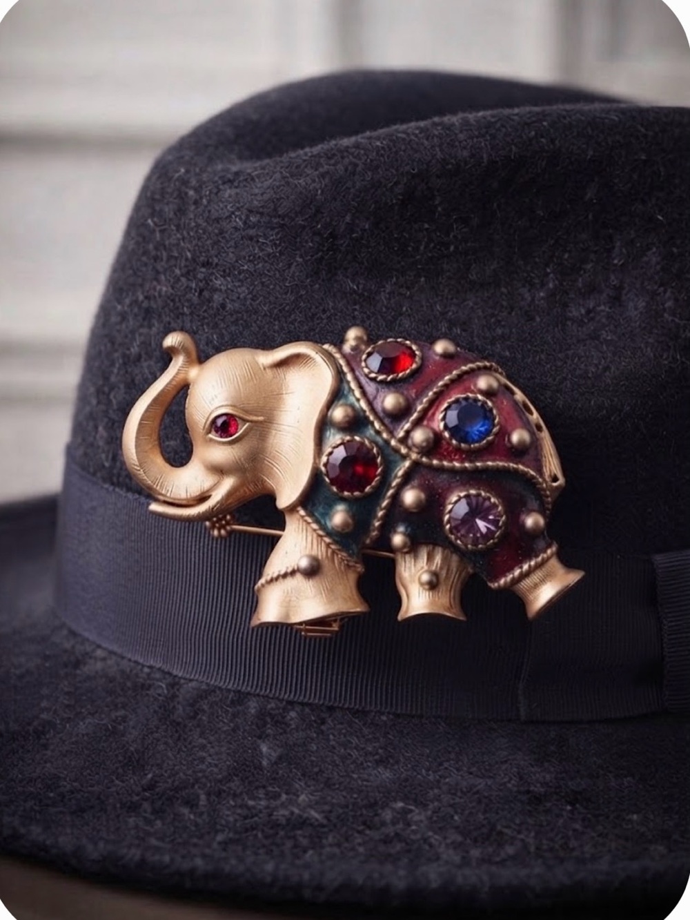VTG Austrian Crystal Elephant Brooch